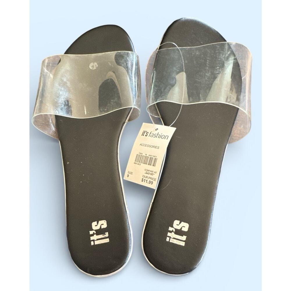 It’s Fashion Clear Slide Sandals Black Size 9